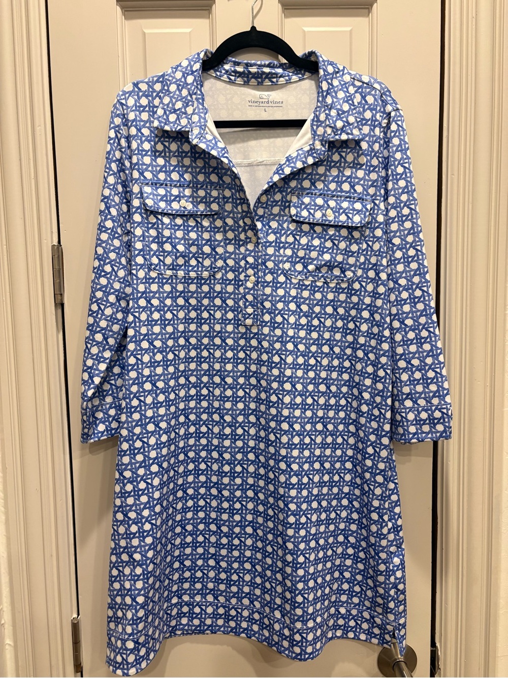 Vineyard Vines Blue and White Long Sleeve Shirt Dress